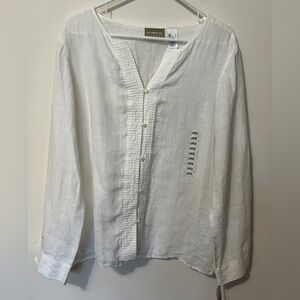 NWT Embroidered Linen Top Women’s Size  Large White Tunic